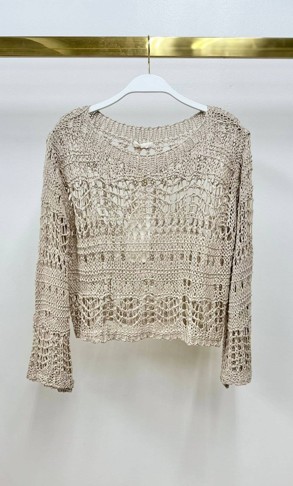 CROCHET LONG SLEEVE TOP (800822-OS)