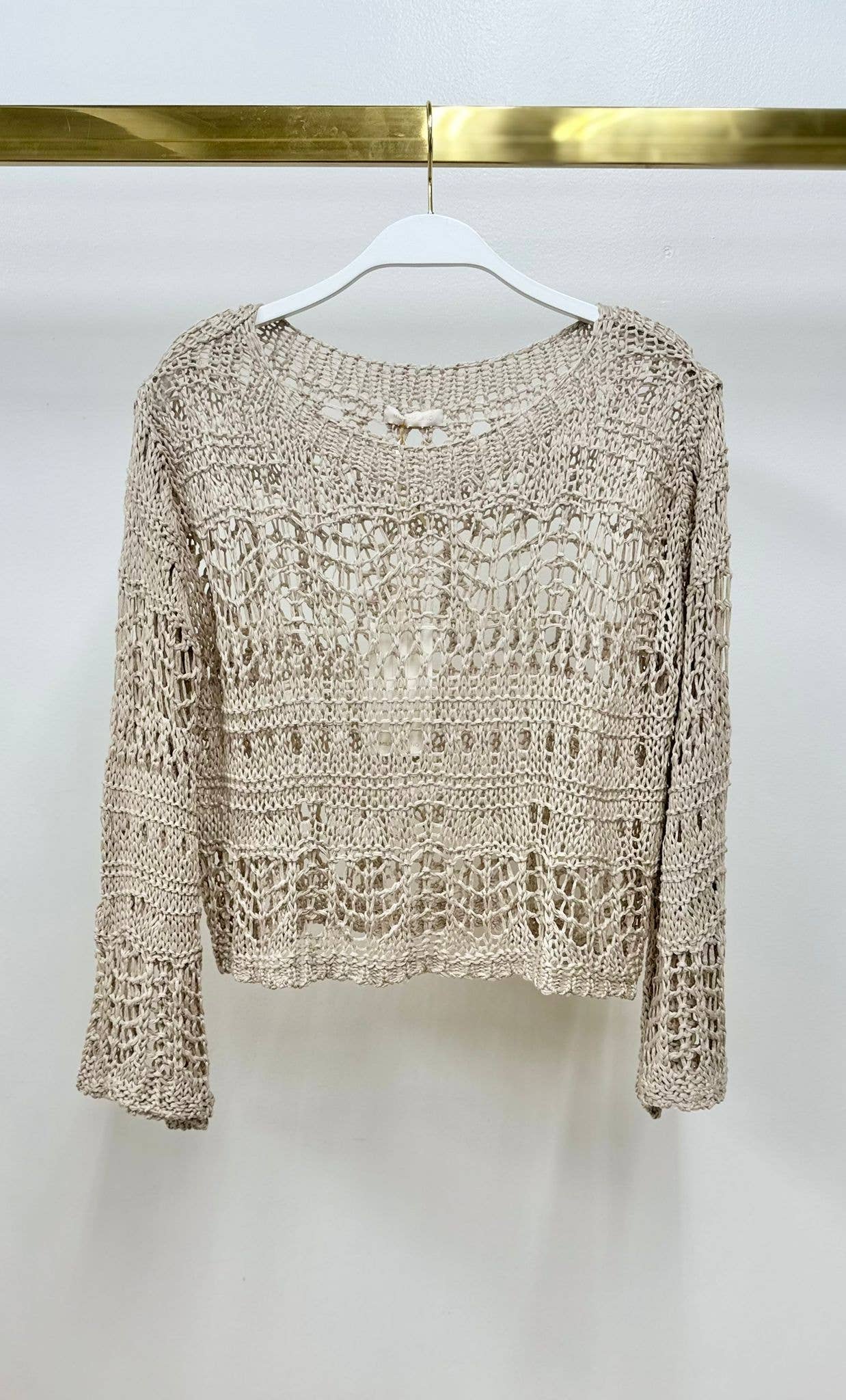 CROCHET LONG SLEEVE TOP (800822-OS)