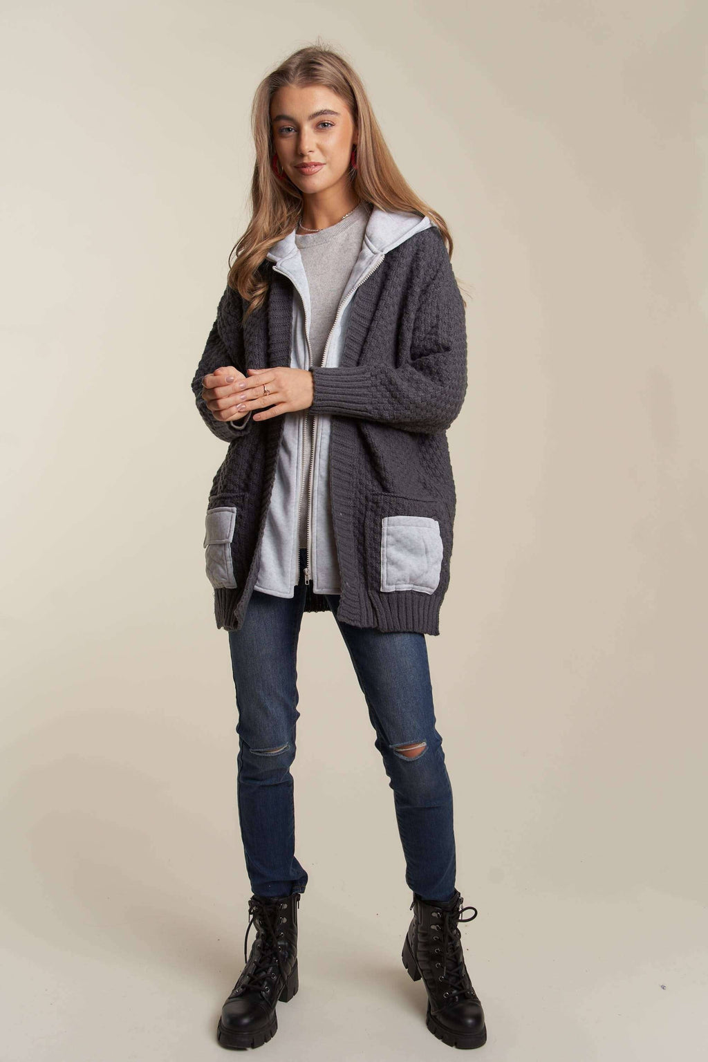 ZIP UP SWEATER HOODIE JACKET