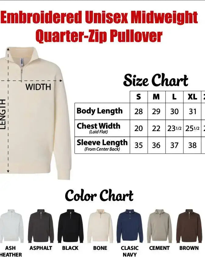 Embroidered USA Quarter-Zip Sweatshirt, Retro American